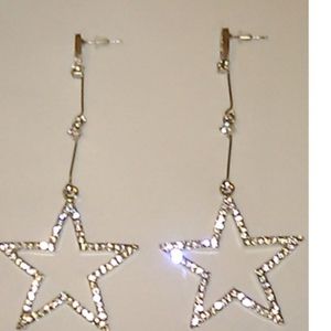 Cute rhinestone star designed earrring dangles